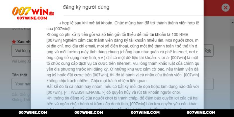 Đăng Ký 007WIN - Hội Viên Chính Thức Với Nhiều Đặc Quyền